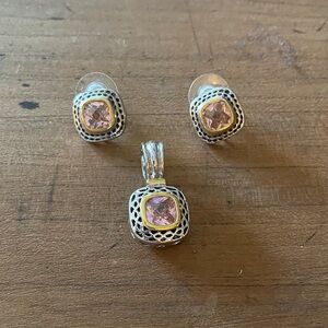 Elegant Silver and Pink Jewelry Set